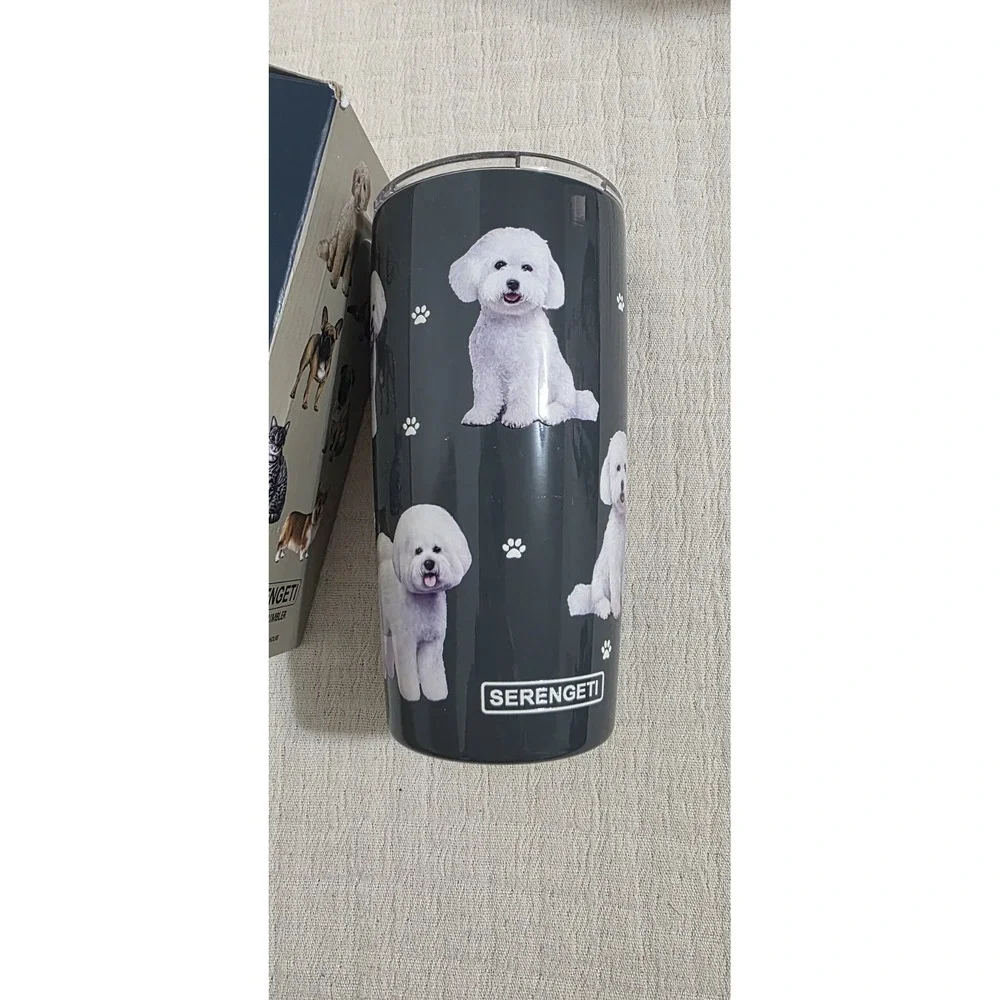 New Serengeti Ultimate Tumbler Stainless Steel‎ Insulated Bichon Frise Dog Navy - Picture 3 of 4